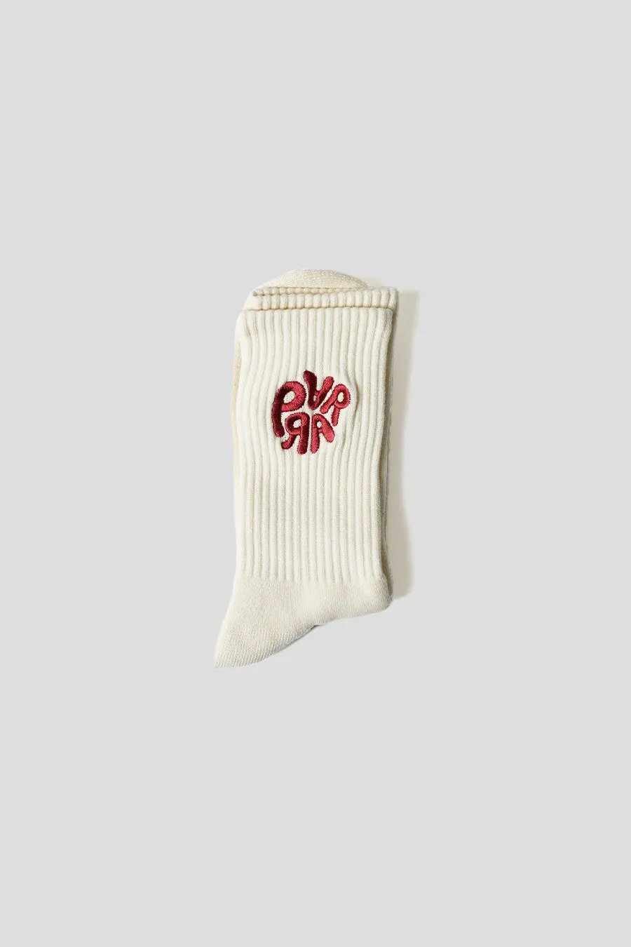 CHAUSSETTES 1976 LOGO CREW BLANCHE ET ROUGE BRIQUE