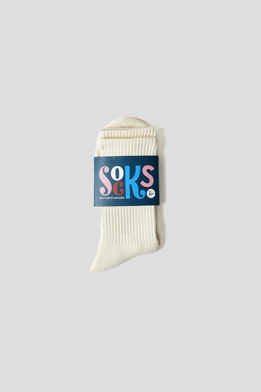 CHAUSSETTES 1976 LOGO CREW BLANCHE ET ROUGE BRIQUE
